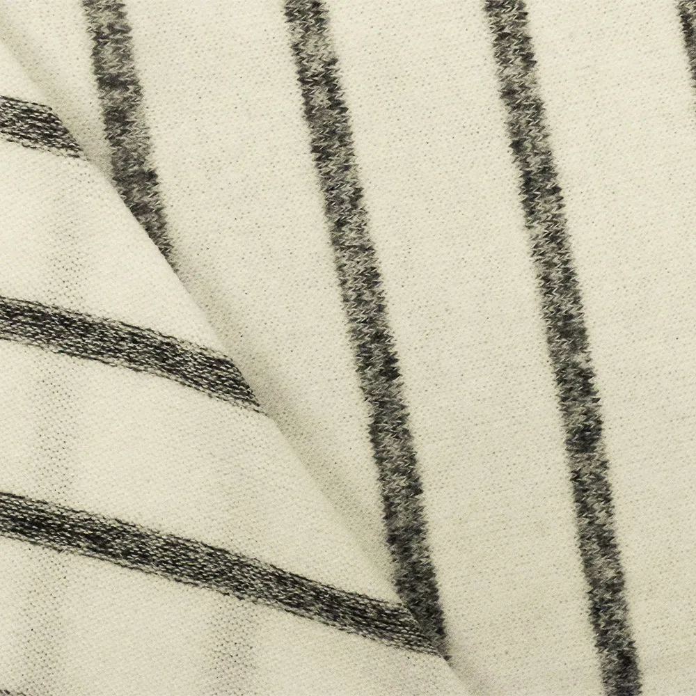 Could Ivory-Gray Stripe  Stretch Brushed Jersey Knit Fabric
