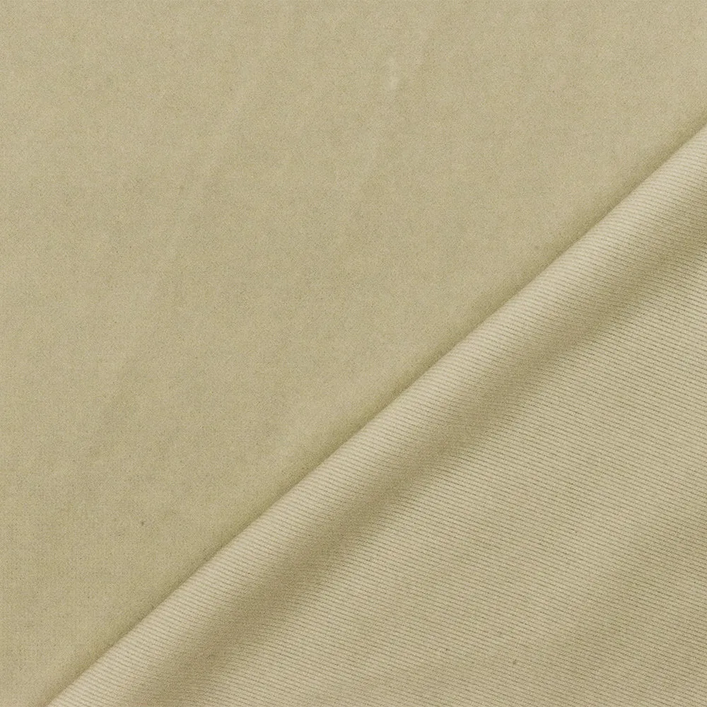 Fairy Beige Solid Stretch Poly Velvet Knit Fabric