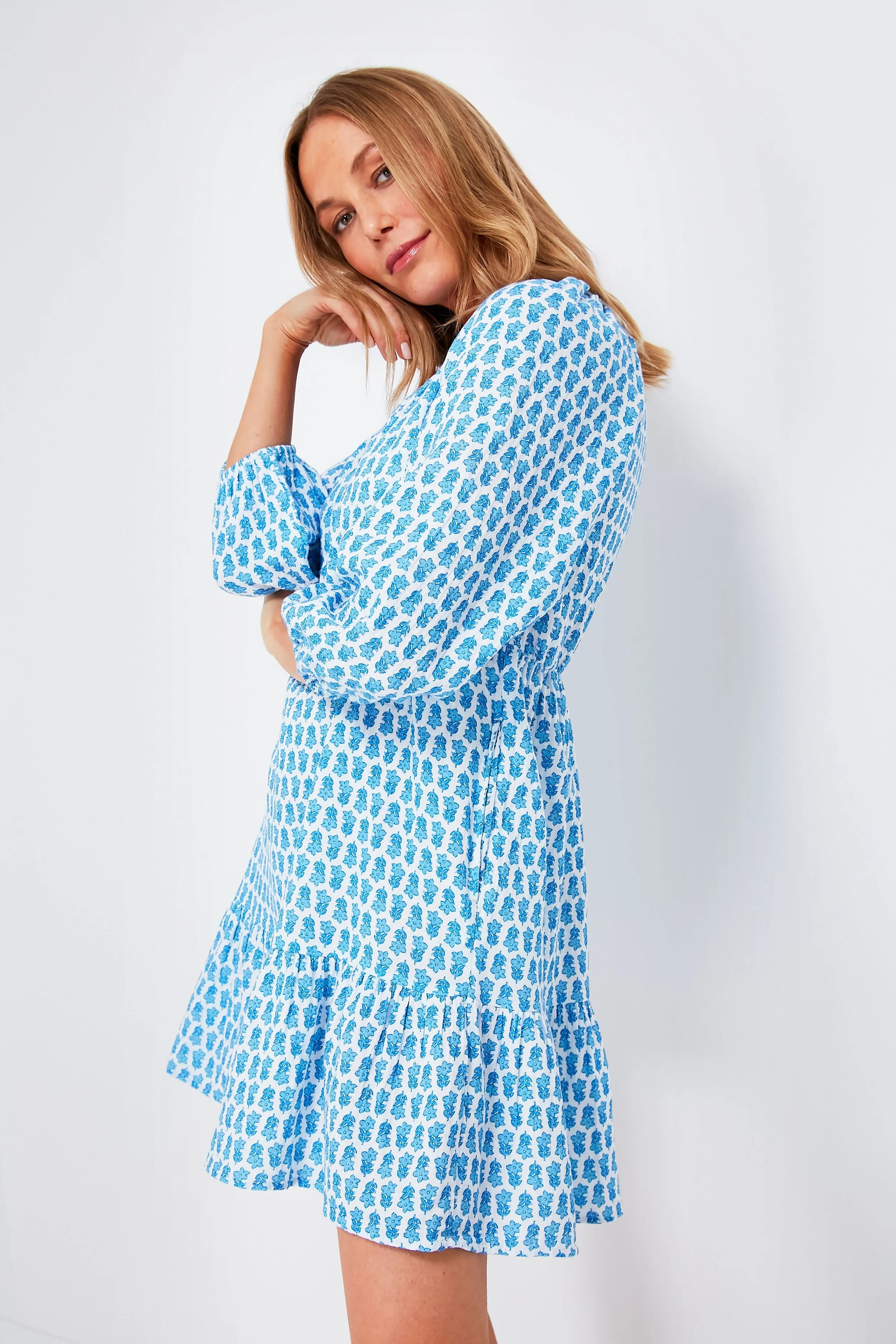 Island Ocean Breeze Seastitch Block Print Dress