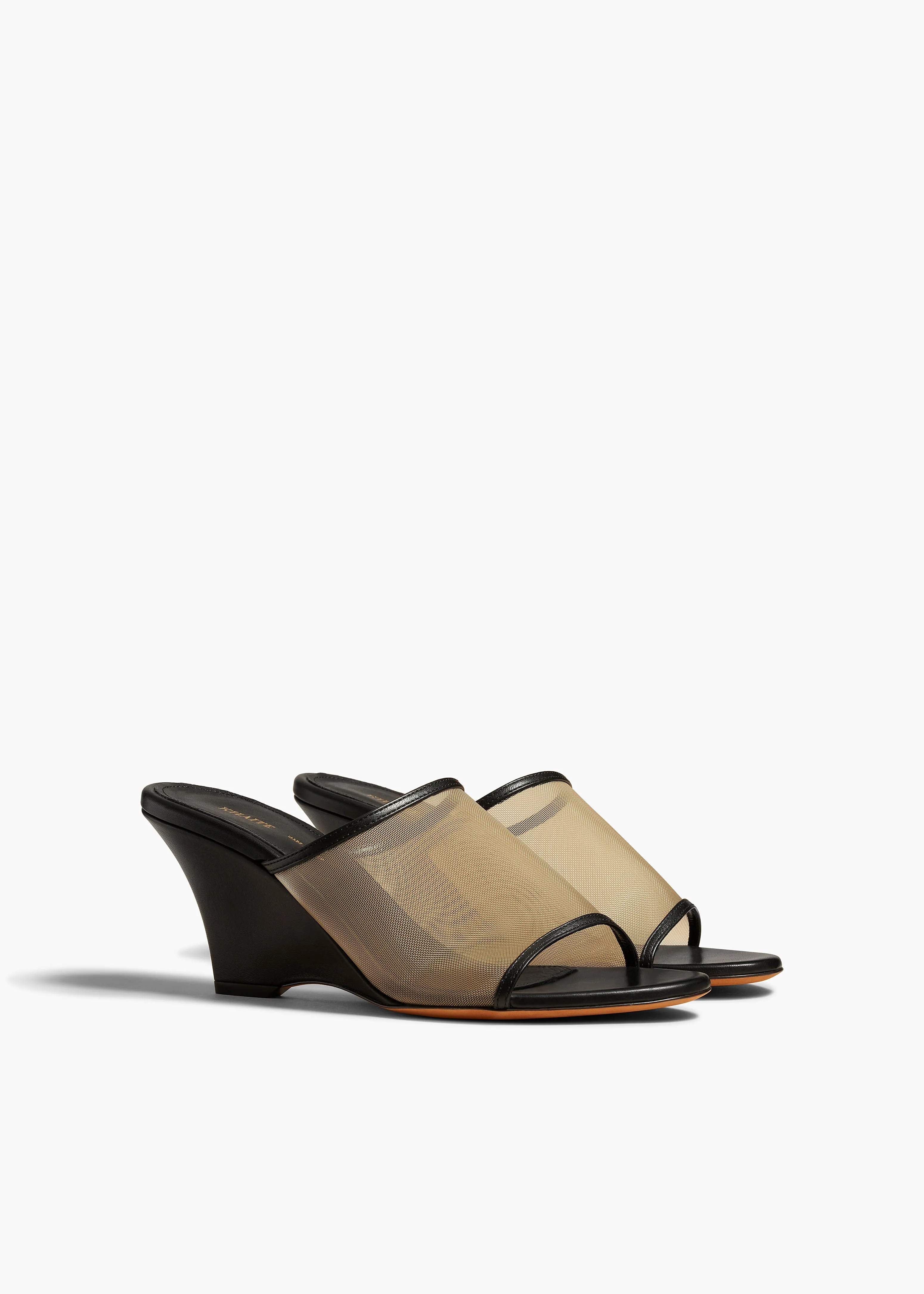 Marion Wedge Sandal in Beige Mesh