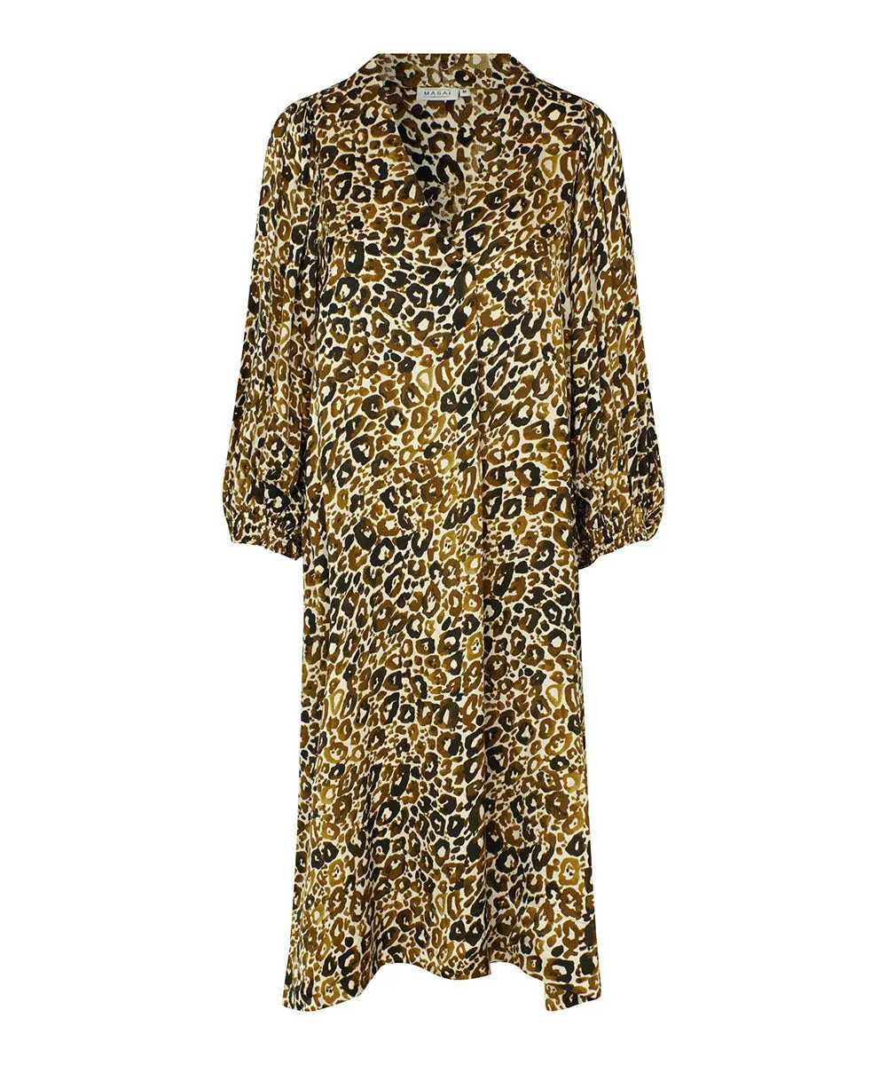 Nalo Smocked Sleeve Midi Dress