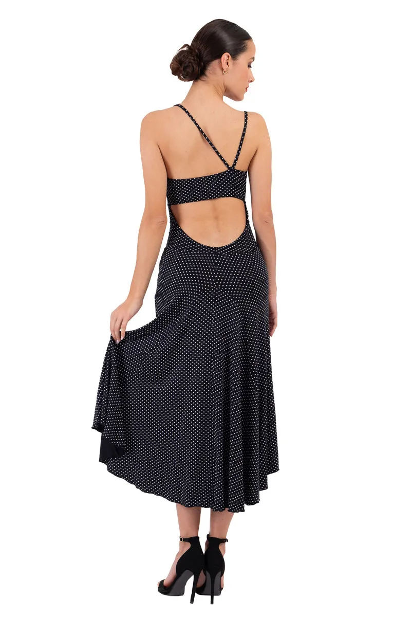 Polka Dot Fit & Flare Keyhole Back Midi Tango Dress