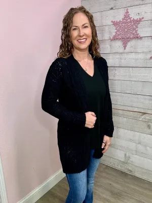 "Doing Great Things" Black Sweater Cardigan *FINAL SALE*