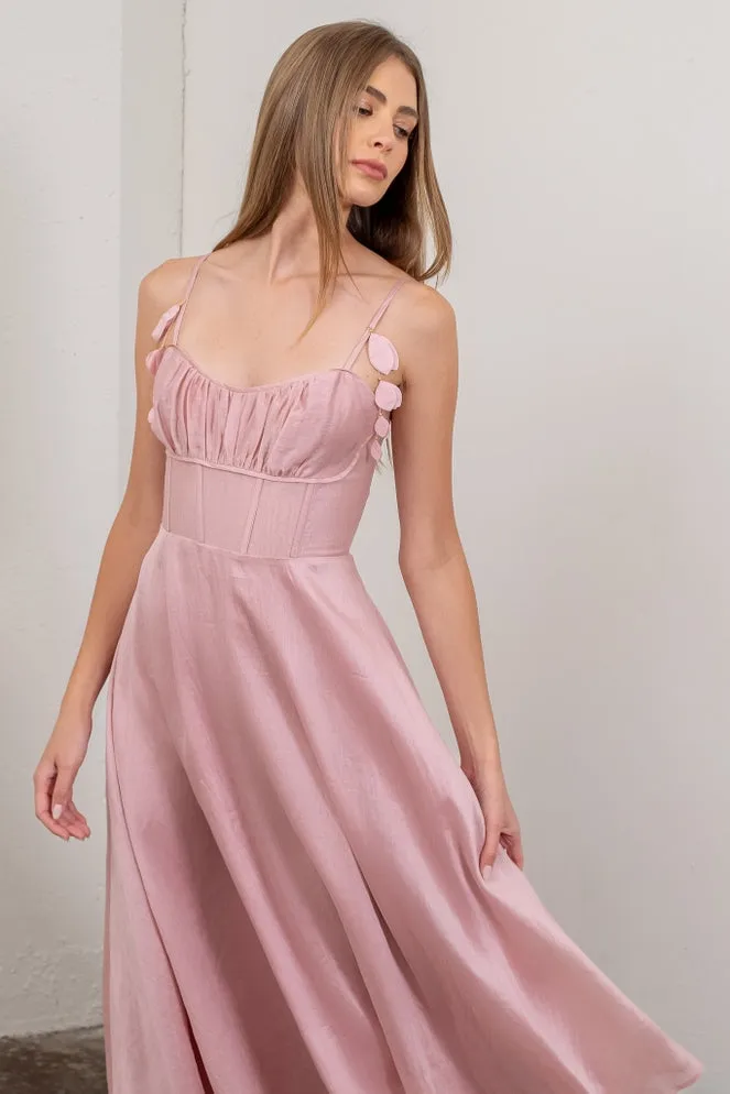 Rosé Serenity Corset Midi Dress
