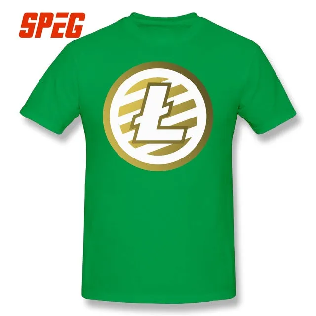 T Shirts For Men Golden Litecoin Logo Cotton T Shirts Male Relaxed Fit