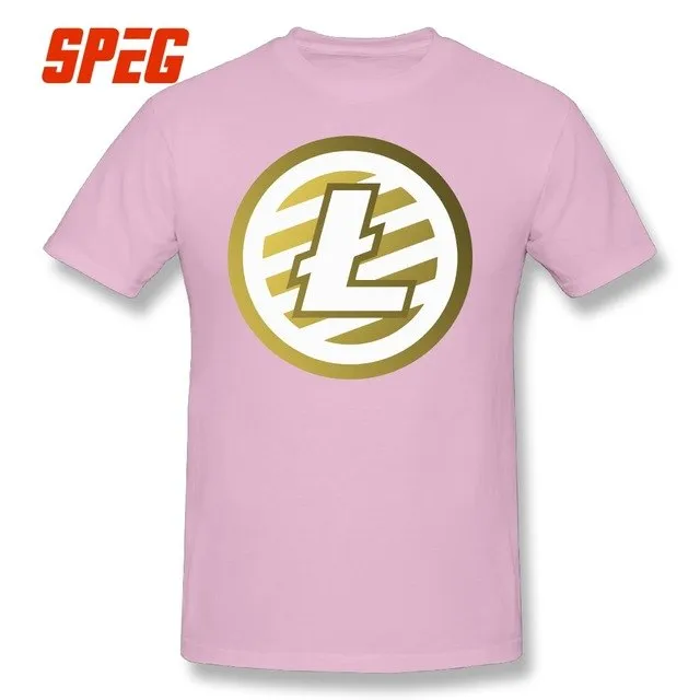 T Shirts For Men Golden Litecoin Logo Cotton T Shirts Male Relaxed Fit