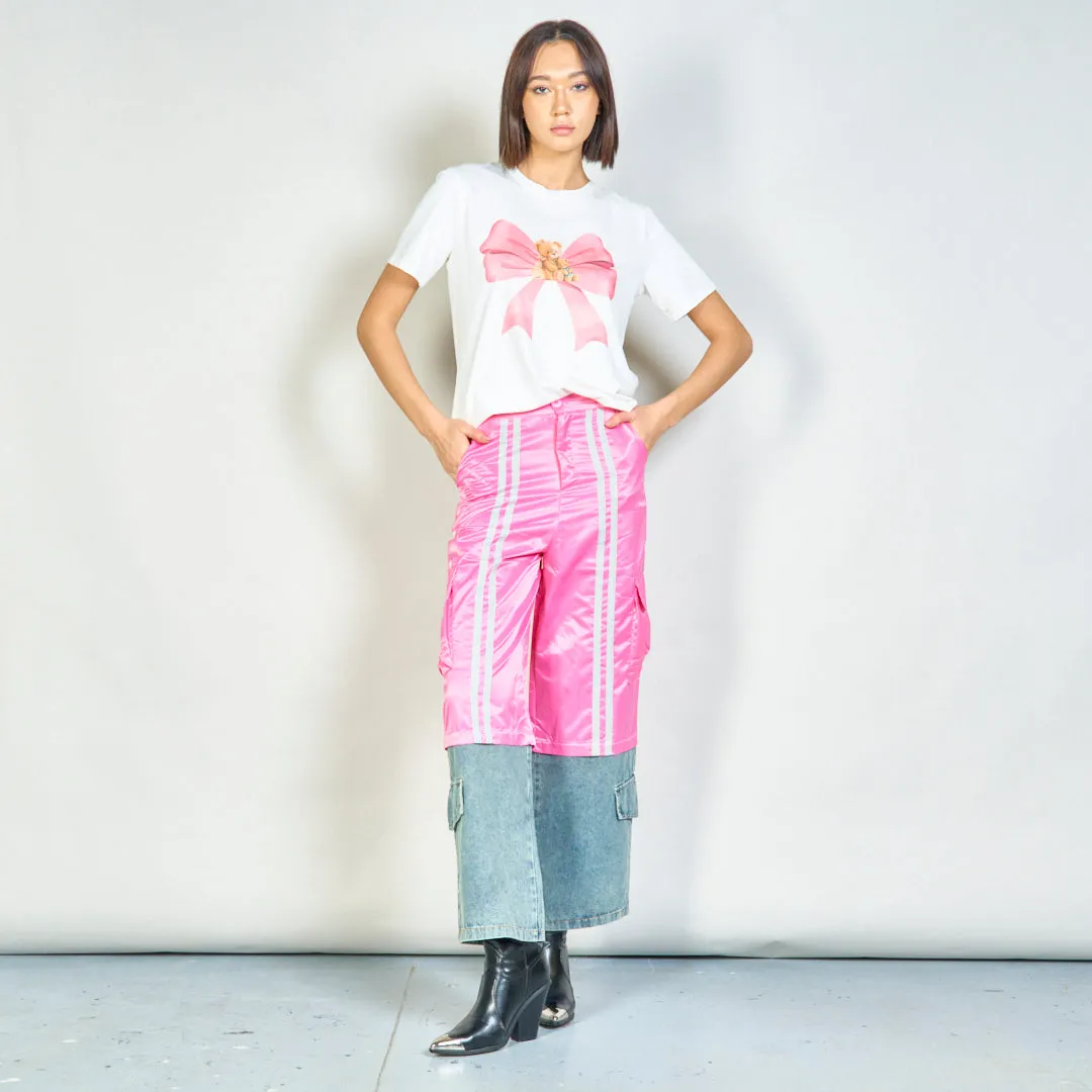 Two-tone cargo pants with sporty stripes wholesale