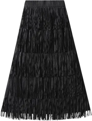 Women Fringe Skirt Elastic Waist Tiered Tassel Bodycon Midi Pencil Skirts Night-Out Party Daily Elegant Skirts