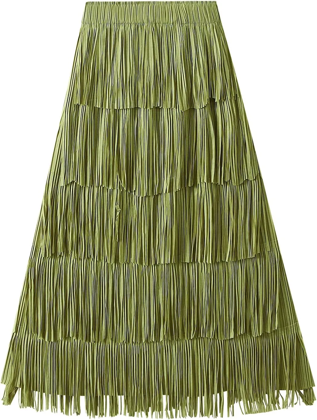 Women Fringe Skirt Elastic Waist Tiered Tassel Bodycon Midi Pencil Skirts Night-Out Party Daily Elegant Skirts