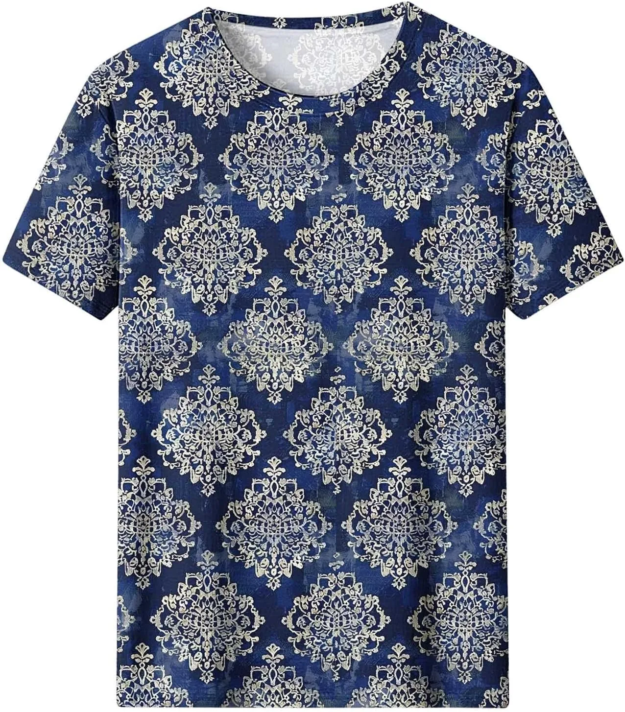 Womens Tops Dressy Casual Short Sleeve Shirts Retro Cute Floral Print Tshirt Tunic Pullover Petite Blouse 2025 Spring